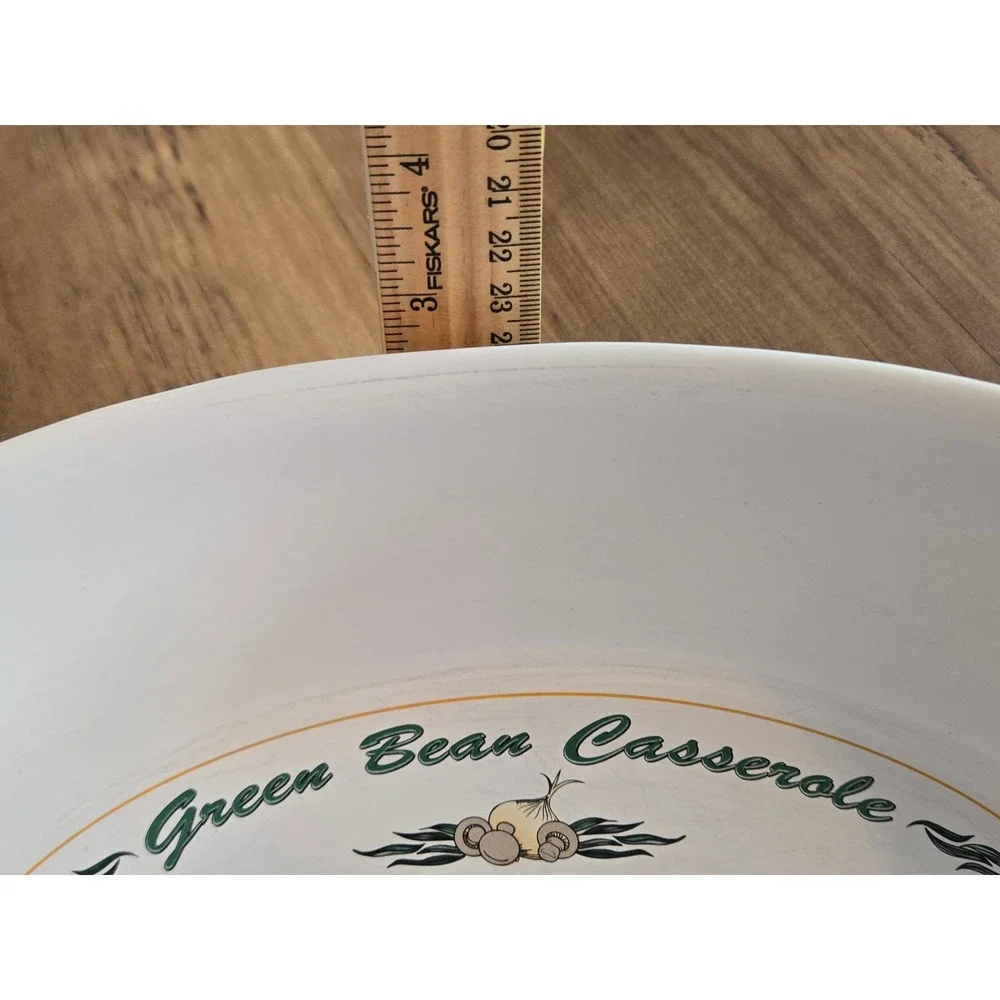 2005 Campbells Green Bean Casserole Ceramic Baking Dish w/Recipe Handles